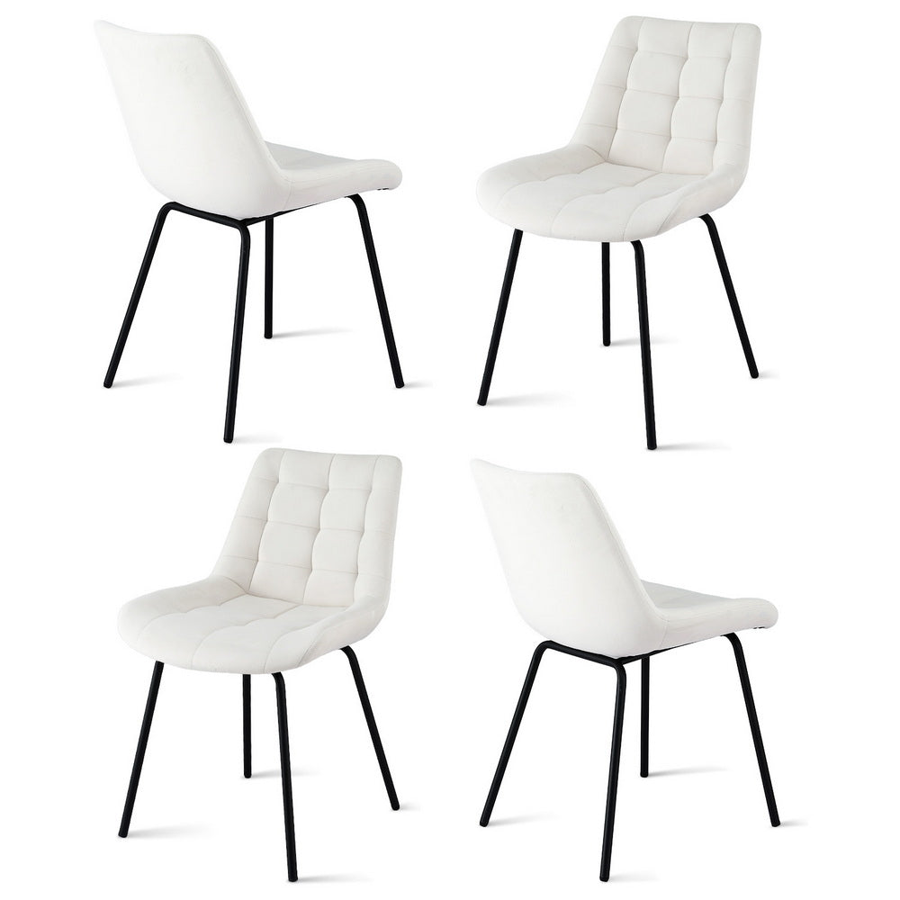 Artiss 4x Dining Chairs Velvet Tufted Kitchen Lounge Cafe Accent Chair Beige-Furniture > Dining > Kitchen & Dining Chairs-PEROZ Accessories