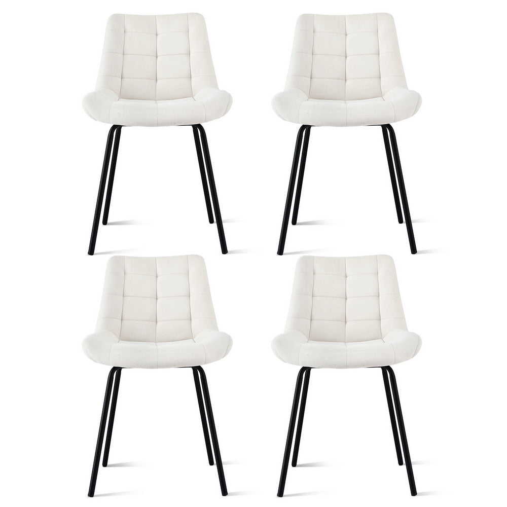Artiss 4x Dining Chairs Velvet Tufted Kitchen Lounge Cafe Accent Chair Beige-Furniture > Dining > Kitchen & Dining Chairs-PEROZ Accessories