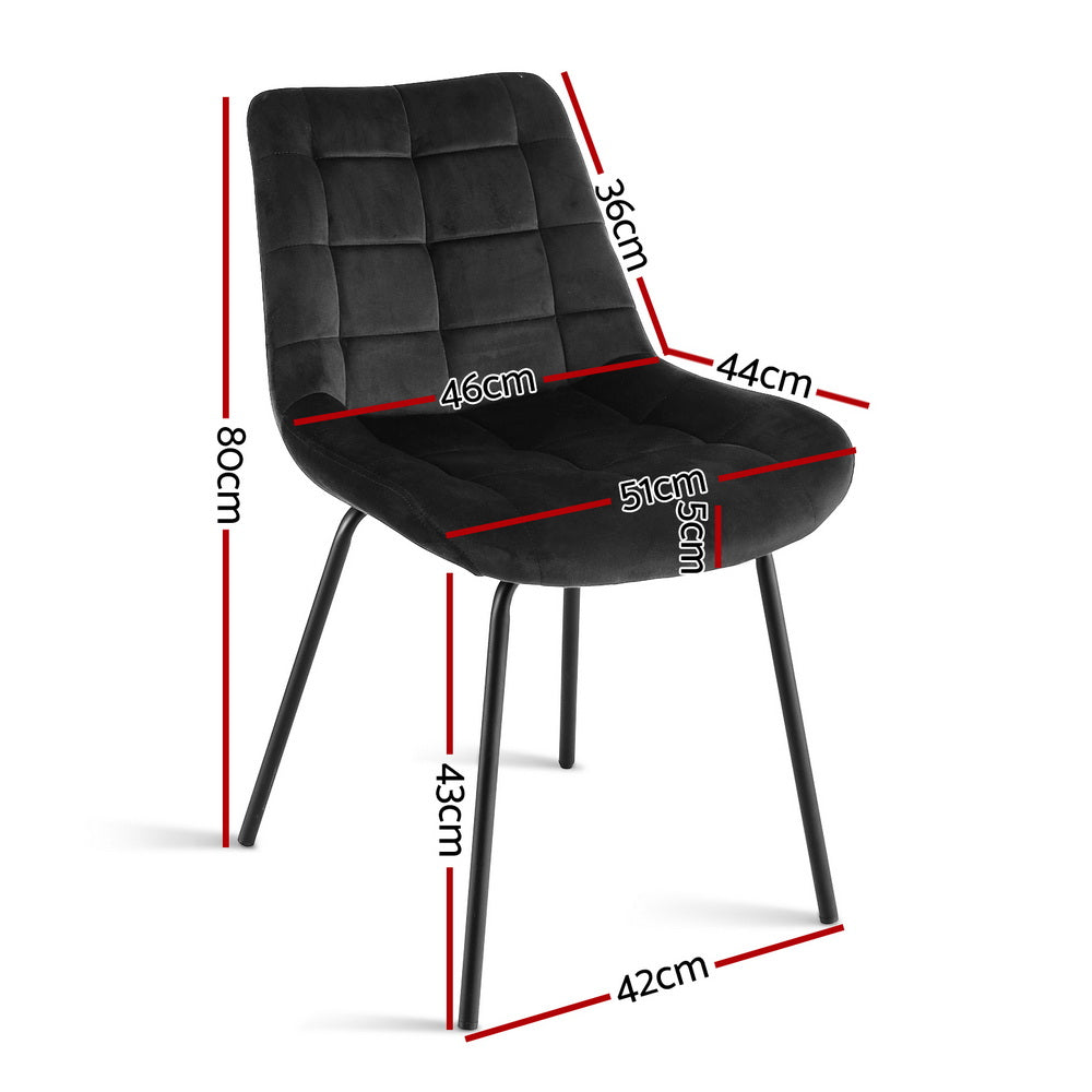 Artiss 4x Dining Chairs Velvet Tufted Kitchen Lounge Cafe Accent Chair Black-Furniture > Dining > Kitchen & Dining Chairs-PEROZ Accessories