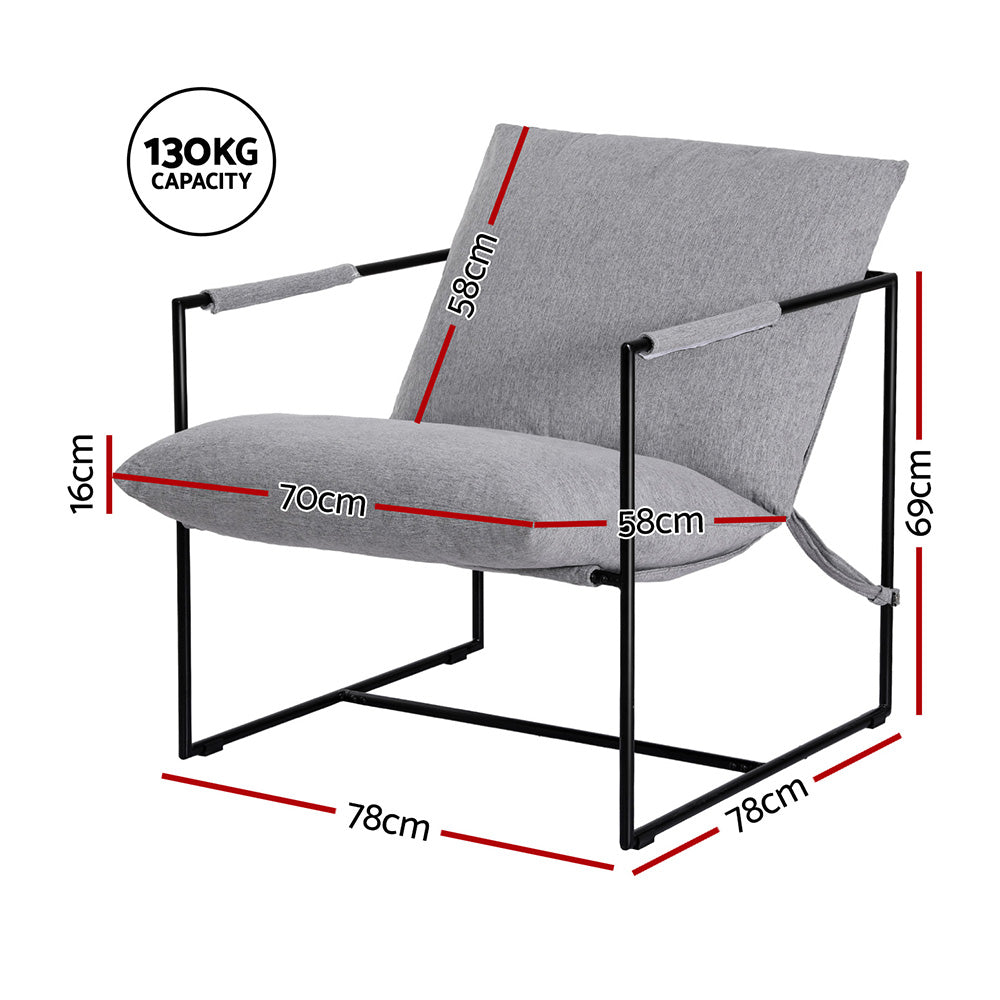 Artiss Armchair Lounge Chair Sling Grey-Furniture > Bar Stools & Chairs > Arm Chairs & Recliners-PEROZ Accessories