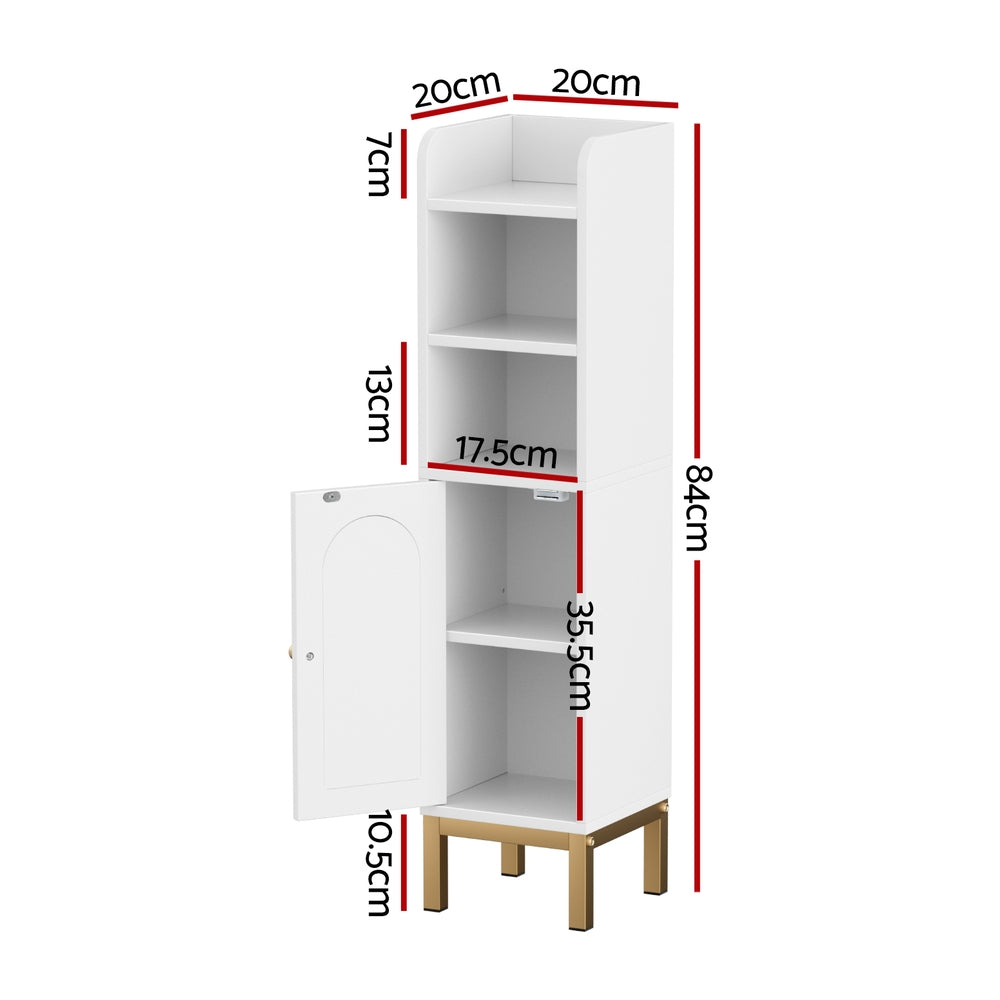 Artiss Bathroom Storage Cabinet Floor Organizer Toilet Corner Adjustable Shelf with Door White-Furniture > Bathroom > Bathroom Cabinets, Cupboards & Storage-PEROZ Accessories