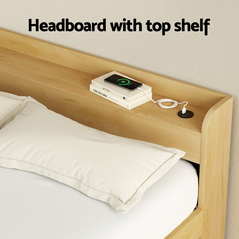 Artiss Bed Frame Double Size with Charging Ports and 2 Drawers AURA-Furniture > Dining > Kitchen & Dining Chairs-PEROZ Accessories