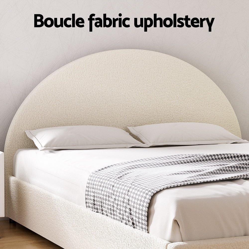 Artiss Bed Frame Gas Lift Strorage Beds Base Platform Boucle Fabric Double ELLA-Furniture > Bedroom > Beds & Bed Frames-PEROZ Accessories