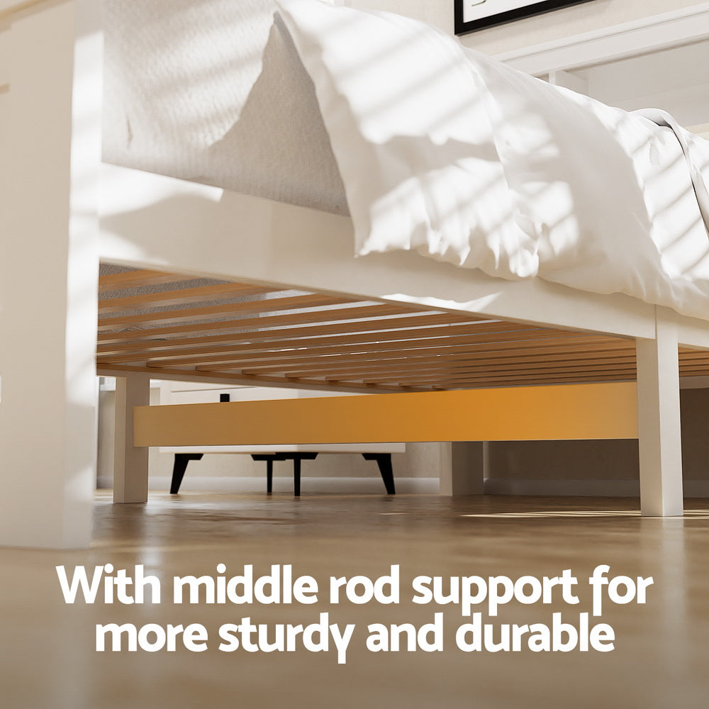 Artiss Bed Frame King Single Size Wooden with 2 Storage Drawers White-Furniture > Bedroom > Beds & Bed Frames-PEROZ Accessories