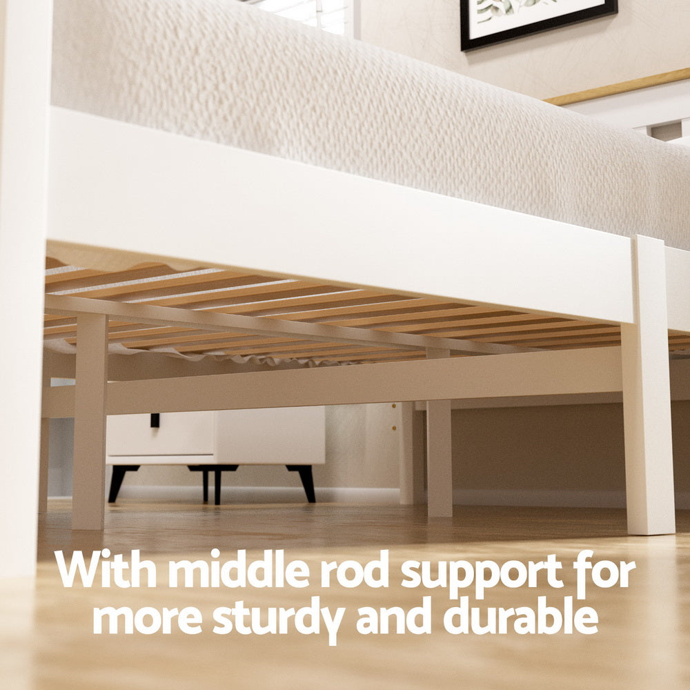 Artiss Bed Frame Single Size Wooden Platform with 2 Storage Drawers White PONY-Furniture > Bedroom > Beds & Bed Frames-PEROZ Accessories