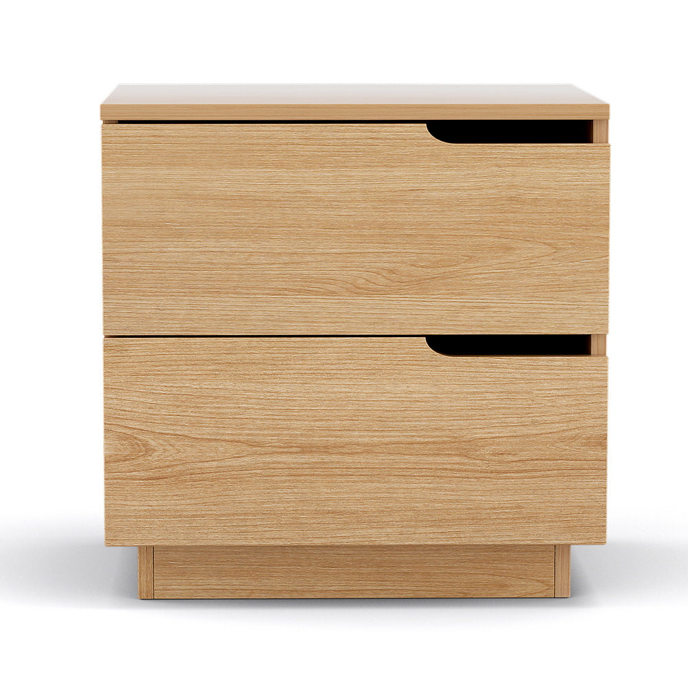 Artiss Bedside Table 2 Drawers Nightstand Pine-Furniture > Bedroom > Bedside Tables-PEROZ Accessories