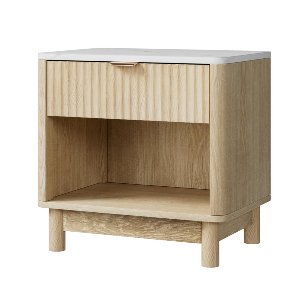 Artiss Bedside Table Nightstand 1 Drawer Shelves Pine-Furniture > Bedroom > Bedside Tables-PEROZ Accessories