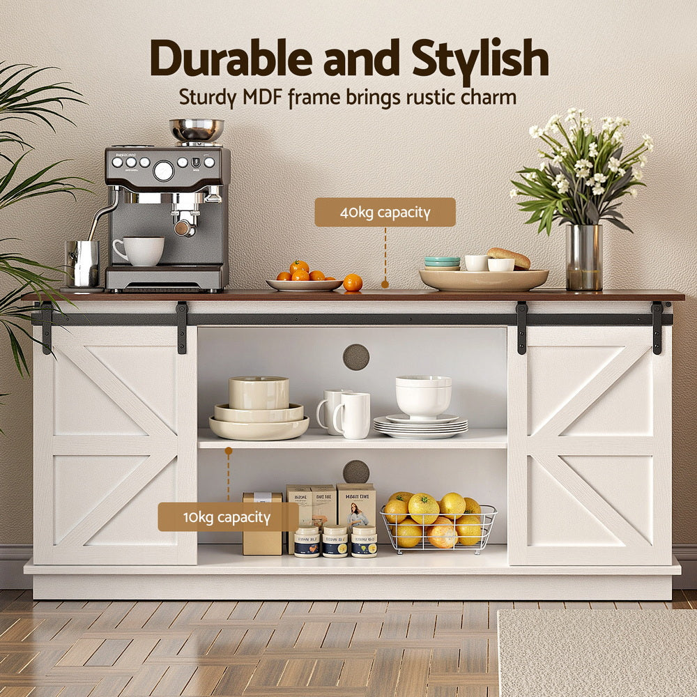 Artiss Buffet Sideboard Storage Cabinet Kitchen Cupboard Sliding Doors White-Furniture > Dining > Buffets & Sideboards-PEROZ Accessories