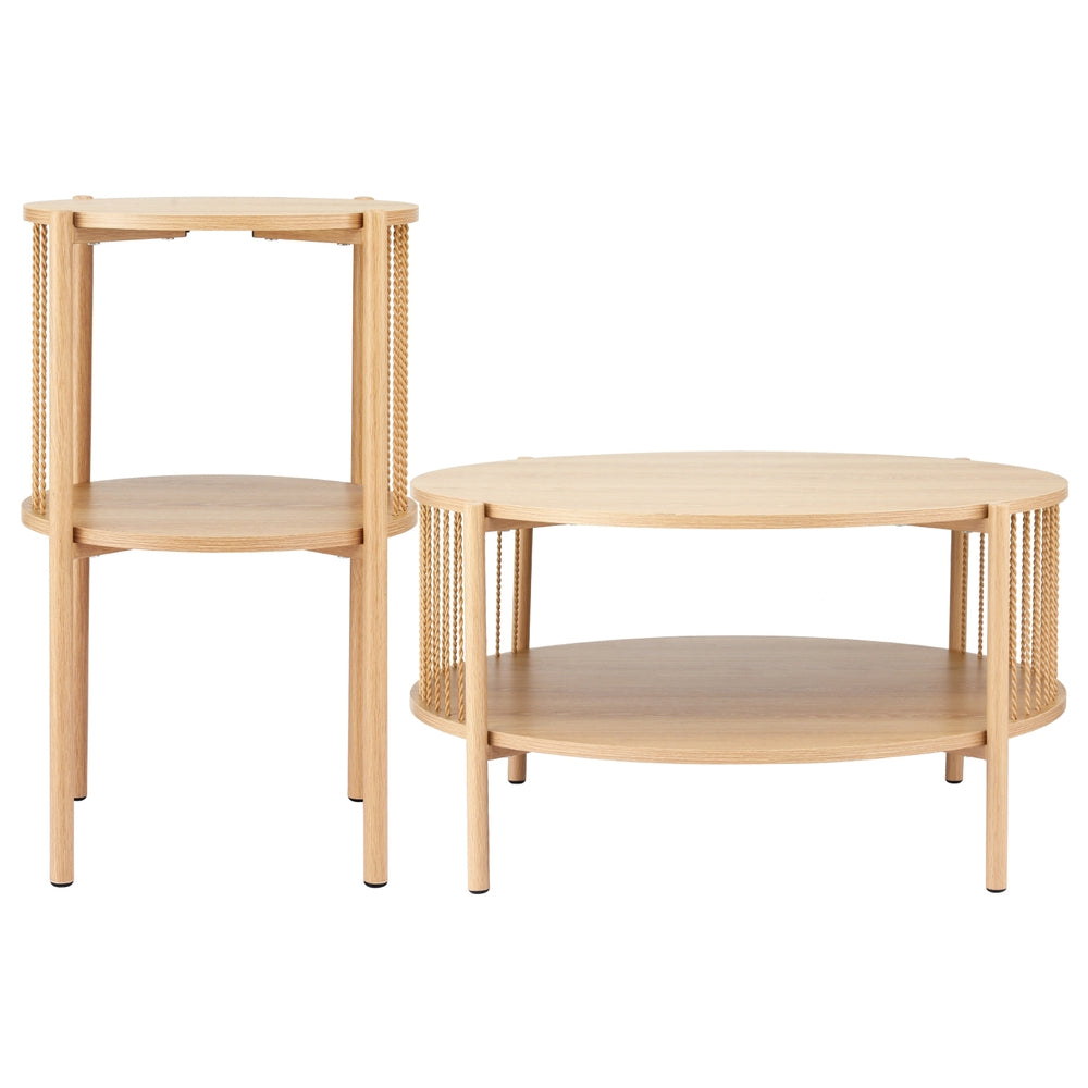 Artiss Coffee Table 2-Tier Round Wood-Furniture > Living Room > Coffee Tables-PEROZ Accessories
