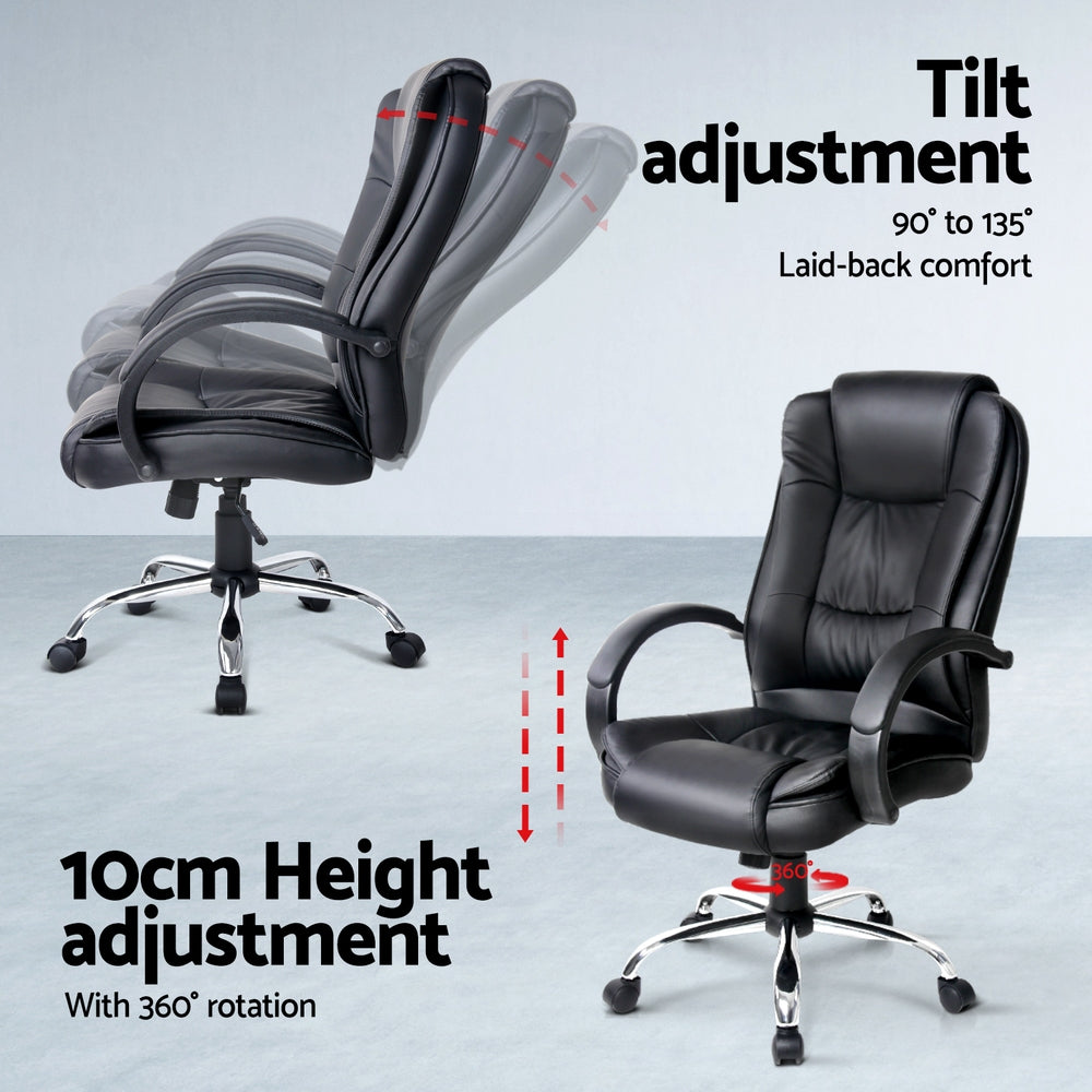 Artiss Computer Desk 120cm Executive Office Chair Set PU Leather High Back Black-Furniture > Office > Desks-PEROZ Accessories