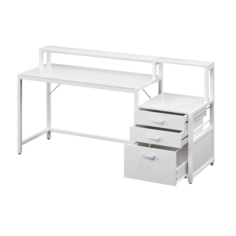 Artiss Computer Desk Home Office Study Table Desks w/Drawers Open Shelf White 160CM-Furniture > Office > Desks-PEROZ Accessories