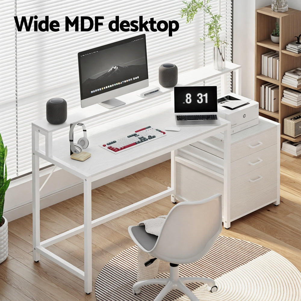 Artiss Computer Desk Home Office Study Table Desks w/Drawers Open Shelf White 160CM-Furniture > Office > Desks-PEROZ Accessories