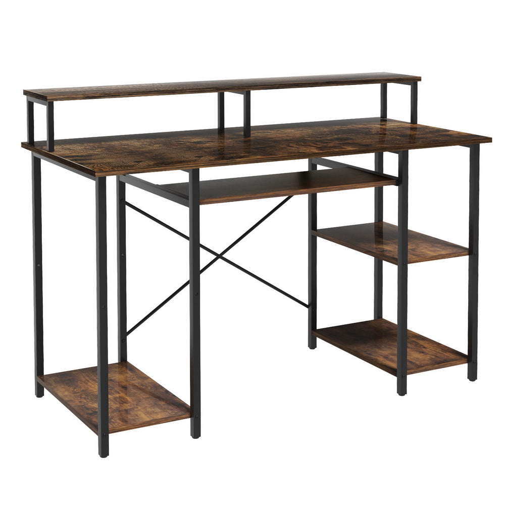 Artiss Computer Desk Laptop Desks Home Office Study Table Open Shelf Brown 120CM-Electronics > Computer Accessories > Laptop Stands-PEROZ Accessories