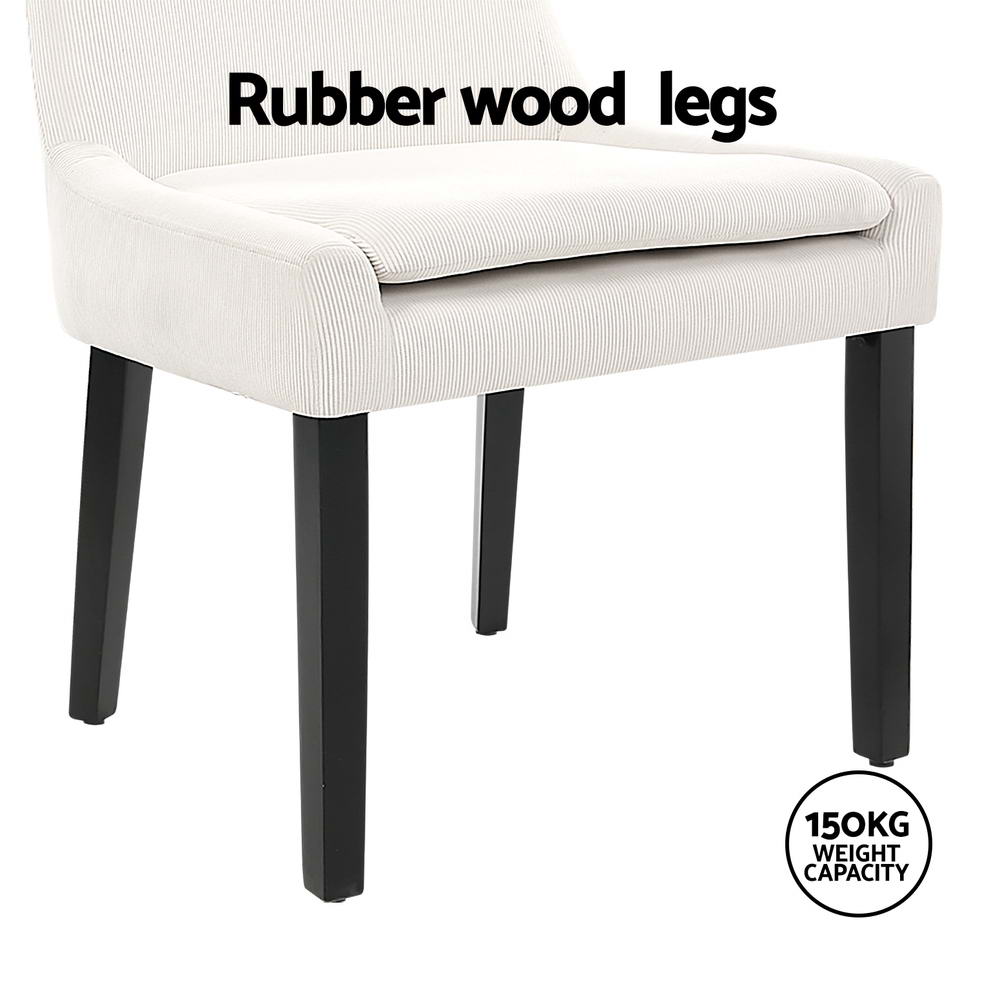 Artiss Dining Chairs Set of 4 Corduroy Wooden Beige-Furniture > Dining > Kitchen & Dining Chairs-PEROZ Accessories