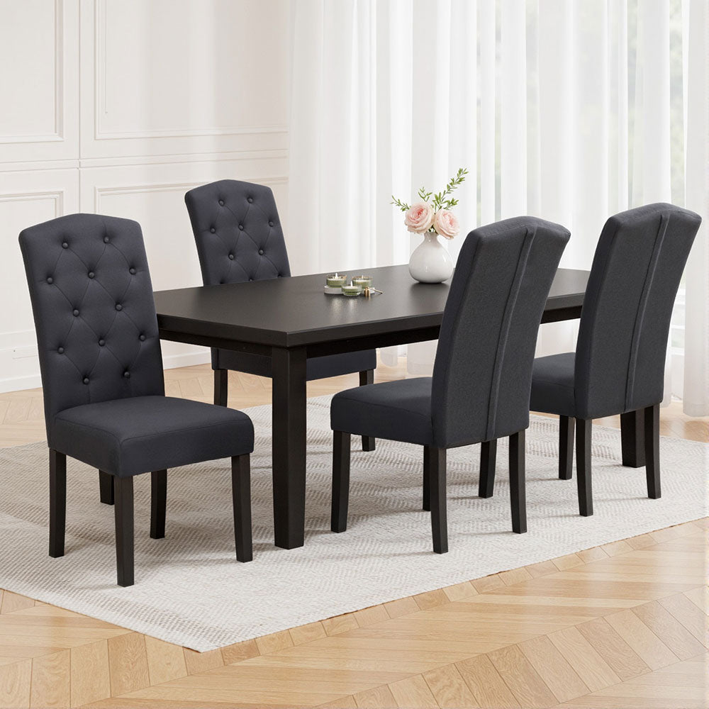 Artiss Dining Chairs Set of 4 Linen Parsons Chair Dark Grey-Furniture > Dining > Kitchen & Dining Chairs-PEROZ Accessories