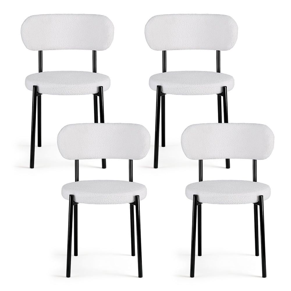 Artiss Dining Chairs Set of 4 Sherpa Boucle White-Furniture > Dining > Kitchen & Dining Chairs-PEROZ Accessories
