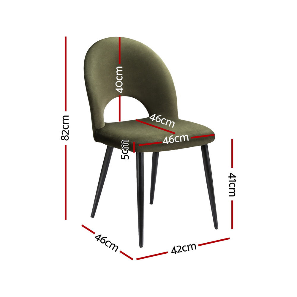 Artiss Dining Chairs Set of 4 Velvet Hollow Green-Furniture > Dining > Kitchen & Dining Chairs-PEROZ Accessories