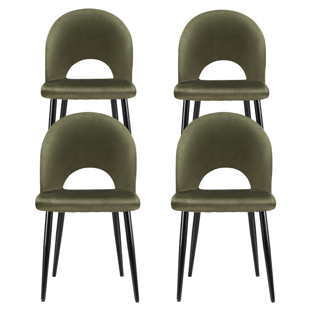 Artiss Dining Chairs Set of 4 Velvet Hollow Green-Furniture > Dining > Kitchen & Dining Chairs-PEROZ Accessories