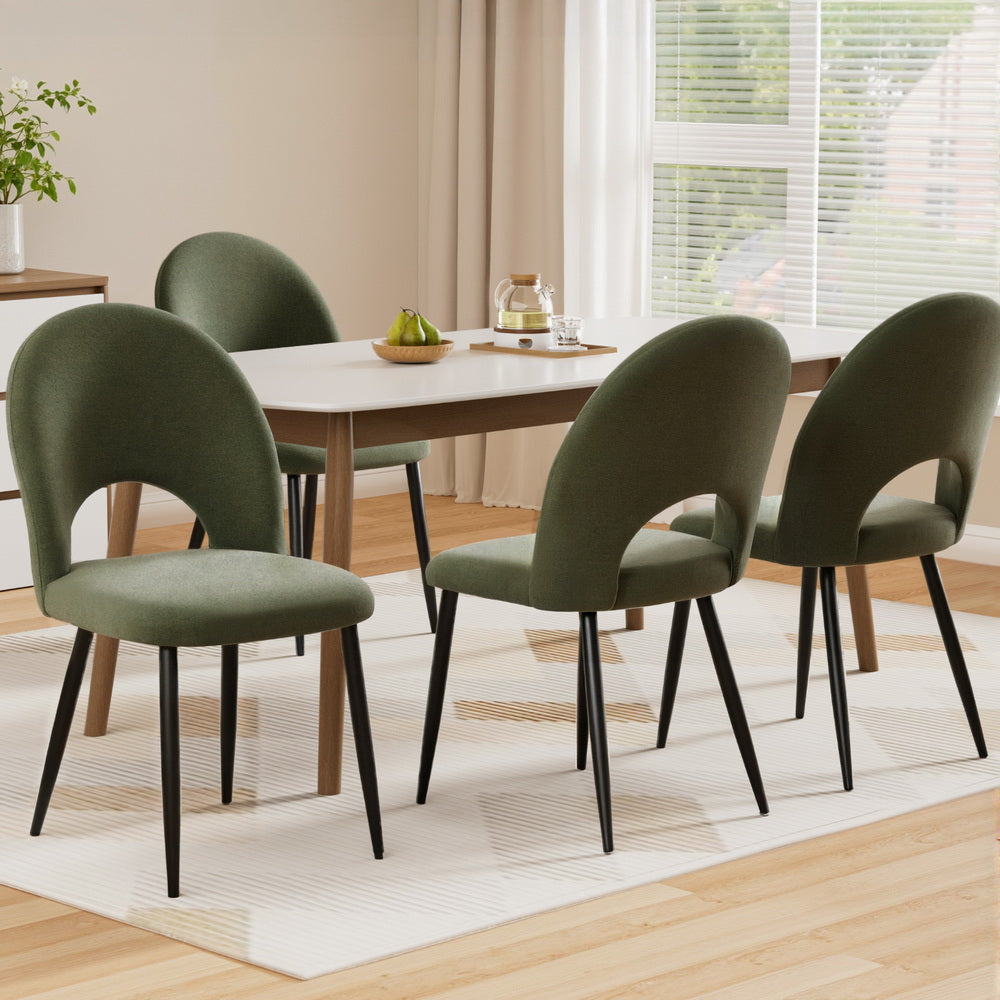 Artiss Dining Chairs Set of 4 Velvet Hollow Green-Furniture > Dining > Kitchen & Dining Chairs-PEROZ Accessories