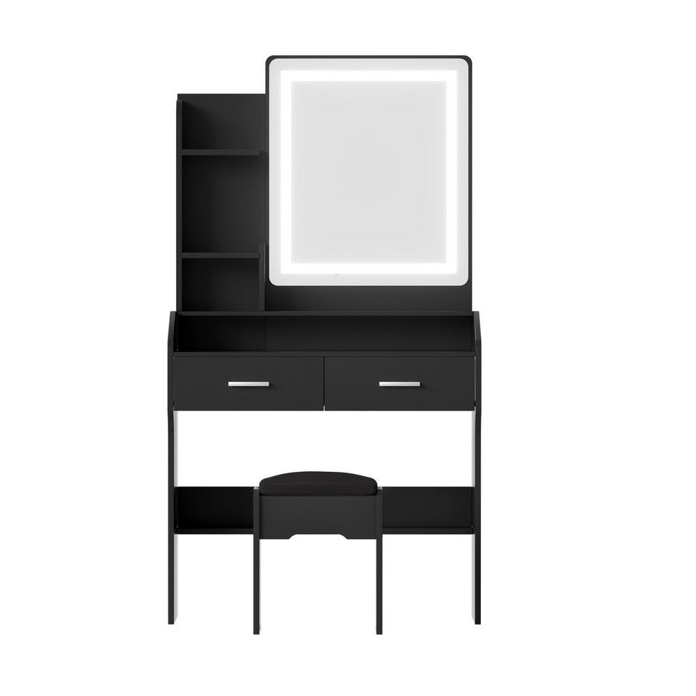 Artiss Dressing Table Set Stool Led Black-Furniture > Bedroom > Dressing Vanity & Dressing Tables-PEROZ Accessories