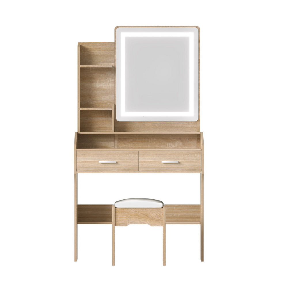Artiss Dressing Table Set Stool Led Wood-Furniture > Bedroom > Dressing Vanity & Dressing Tables-PEROZ Accessories