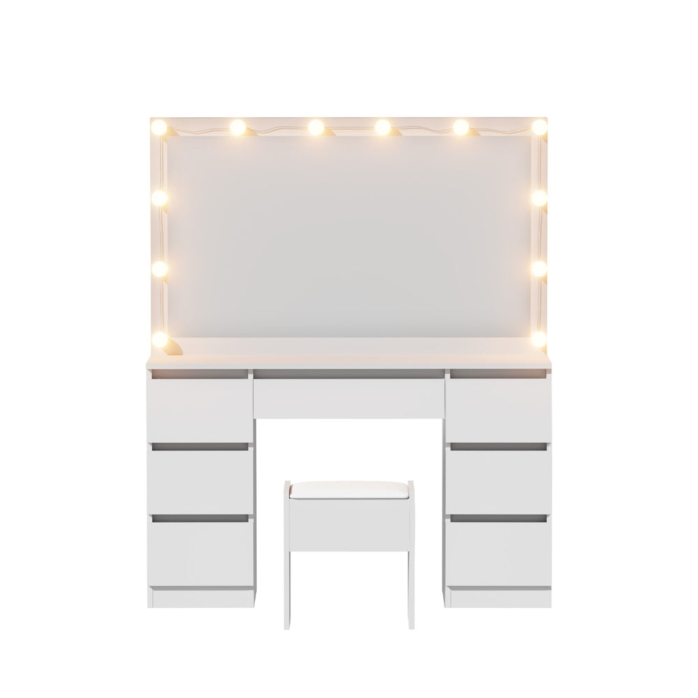 Artiss Dressing Table Vanity Desk Set Stool 12 Led Bulbs White-Furniture > Bedroom > Dressing Vanity & Dressing Tables-PEROZ Accessories