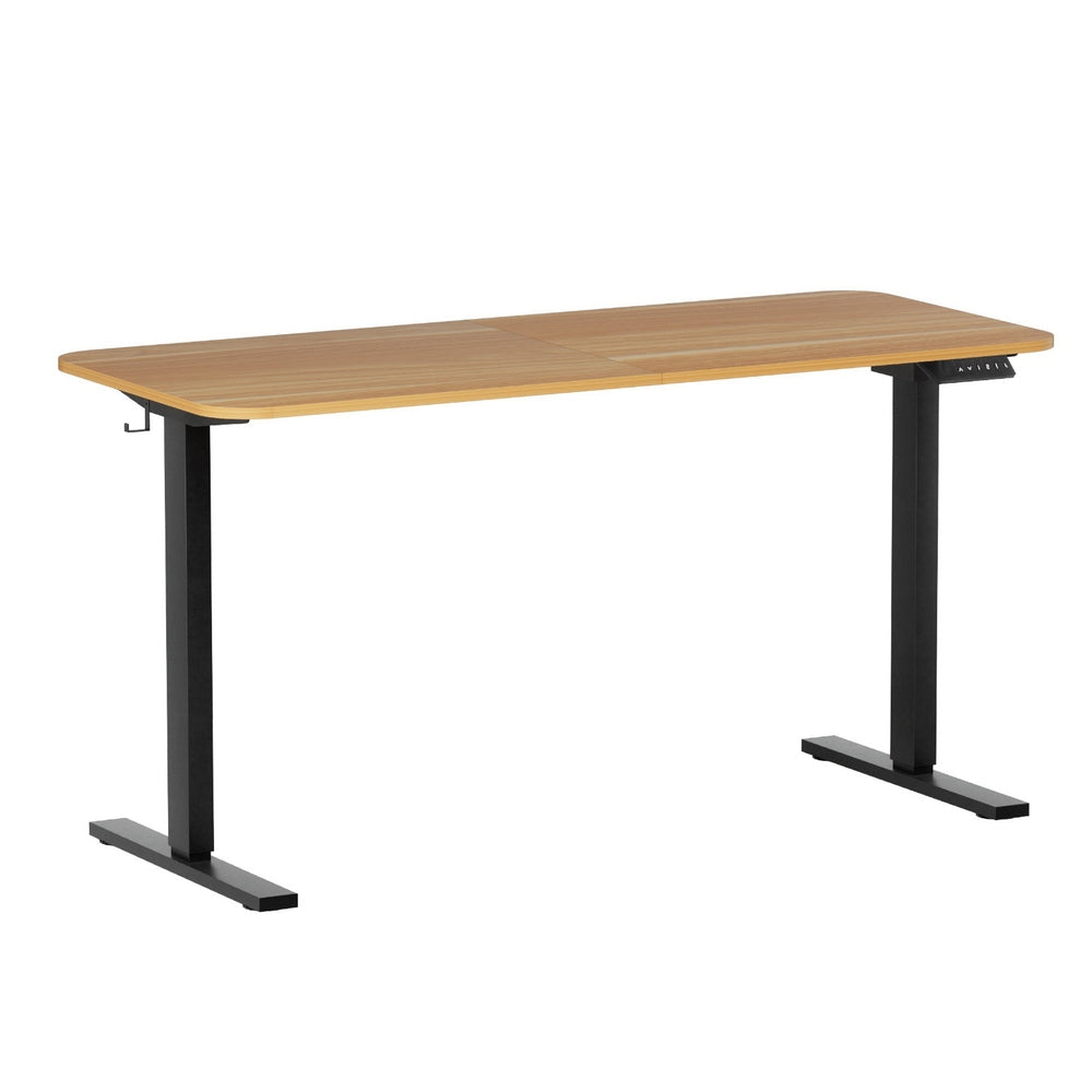 Artiss Electric Standing Desk 140cm Adjustable Height Motorised Home Office Desk Oak Black-Furniture > Office > Desks-PEROZ Accessories