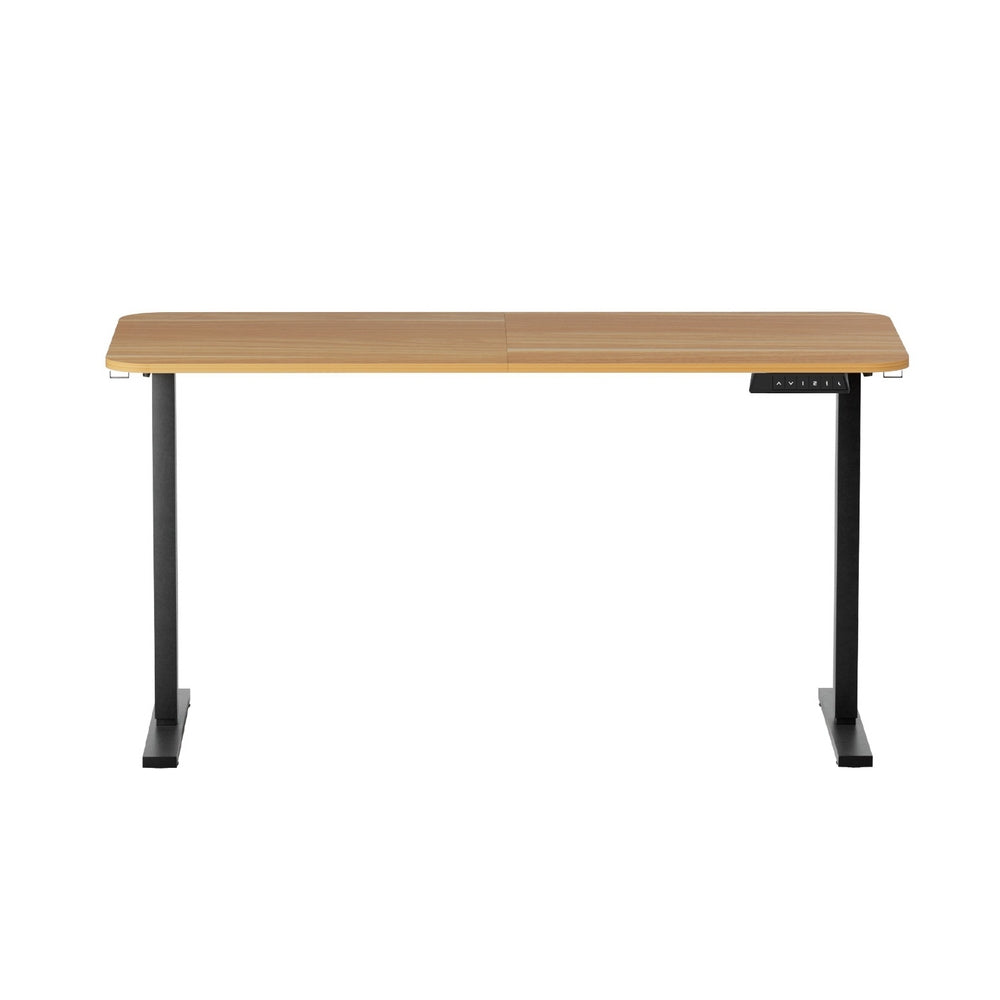 Artiss Electric Standing Desk 140cm Adjustable Height Motorised Home Office Desk Oak Black-Furniture > Office > Desks-PEROZ Accessories