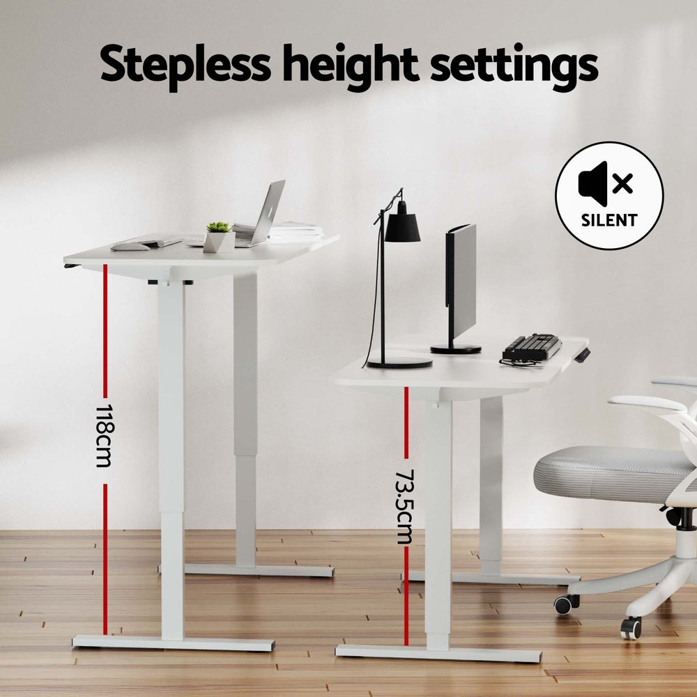 Artiss Electric Standing Desk 140cm Adjustable Height Motorised Home Office Desk White-Furniture > Office > Desks-PEROZ Accessories