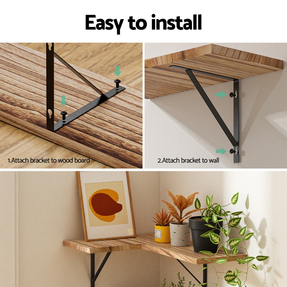 Artiss Floating Wall Shelf Corner Shelves Set of 4 Wood-Home & Garden > DIY > Kitchen & Bathroom DIY-PEROZ Accessories