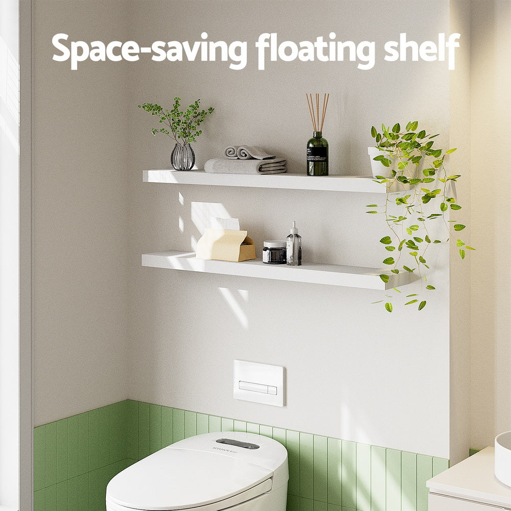 Artiss Floating Wall Shelf Set of 2 White 90CM-Home & Garden > DIY > Kitchen & Bathroom DIY-PEROZ Accessories