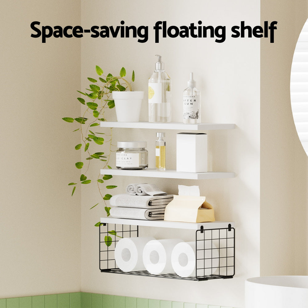 Artiss Floating Wall Shelf Set of 3 White-Home & Garden > DIY > Kitchen & Bathroom DIY-PEROZ Accessories