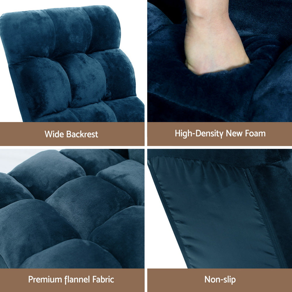 Artiss Floor Lounge Sofa Bed Flannel Fabric Navy-Furniture > Bar Stools & Chairs > Arm Chairs & Recliners-PEROZ Accessories