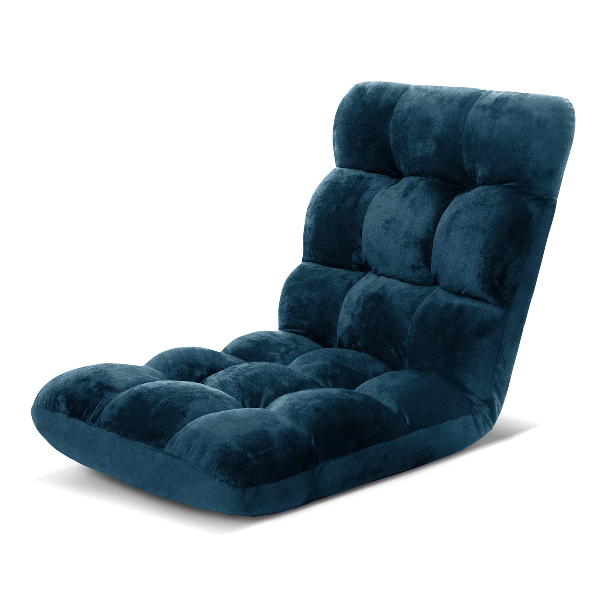 Artiss Floor Lounge Sofa Bed Flannel Fabric Navy-Furniture > Bar Stools & Chairs > Arm Chairs & Recliners-PEROZ Accessories