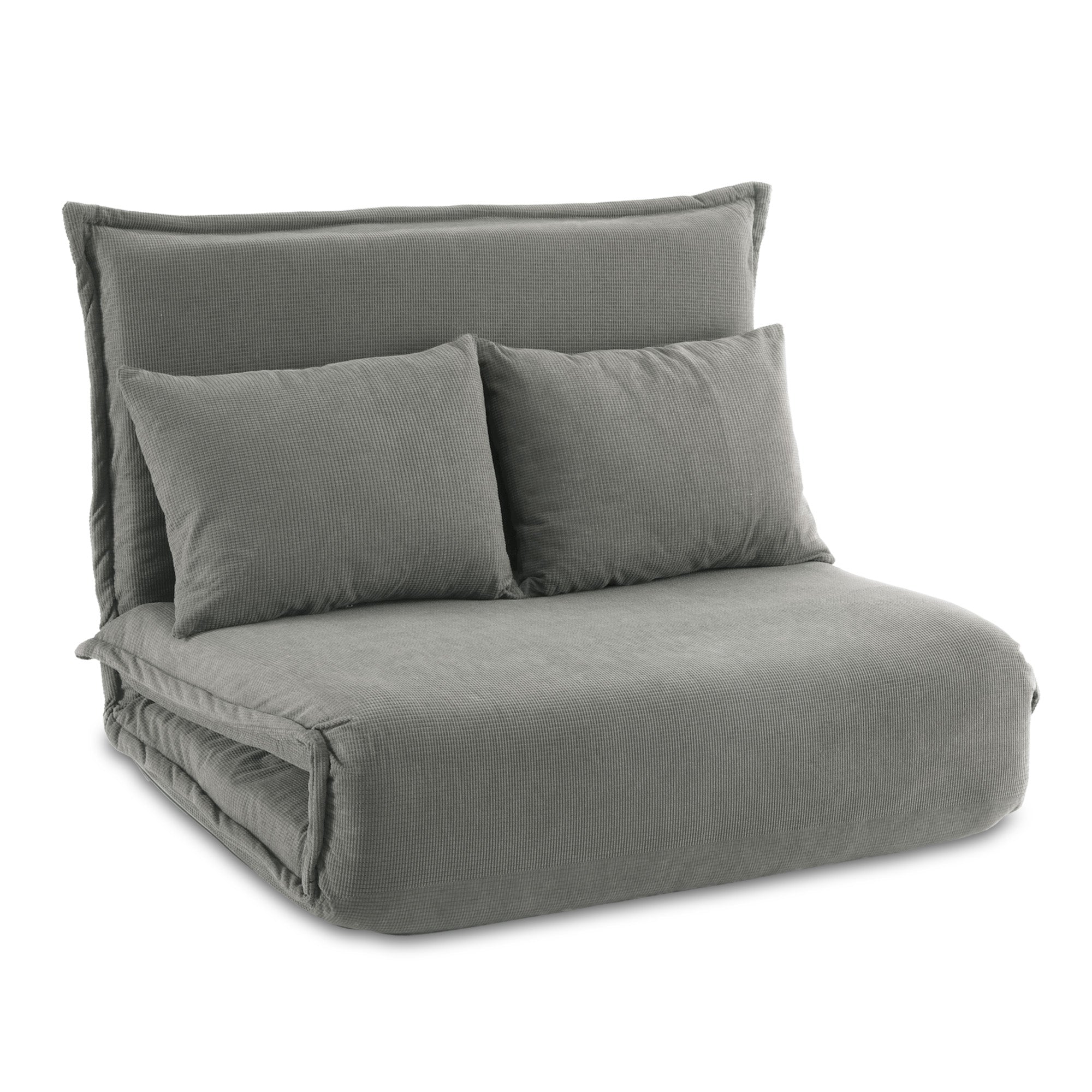 Artiss Floor Lounge Sofa Bed Foldable 2 Seater Grey-Furniture > Bar Stools & Chairs > Arm Chairs & Recliners-PEROZ Accessories