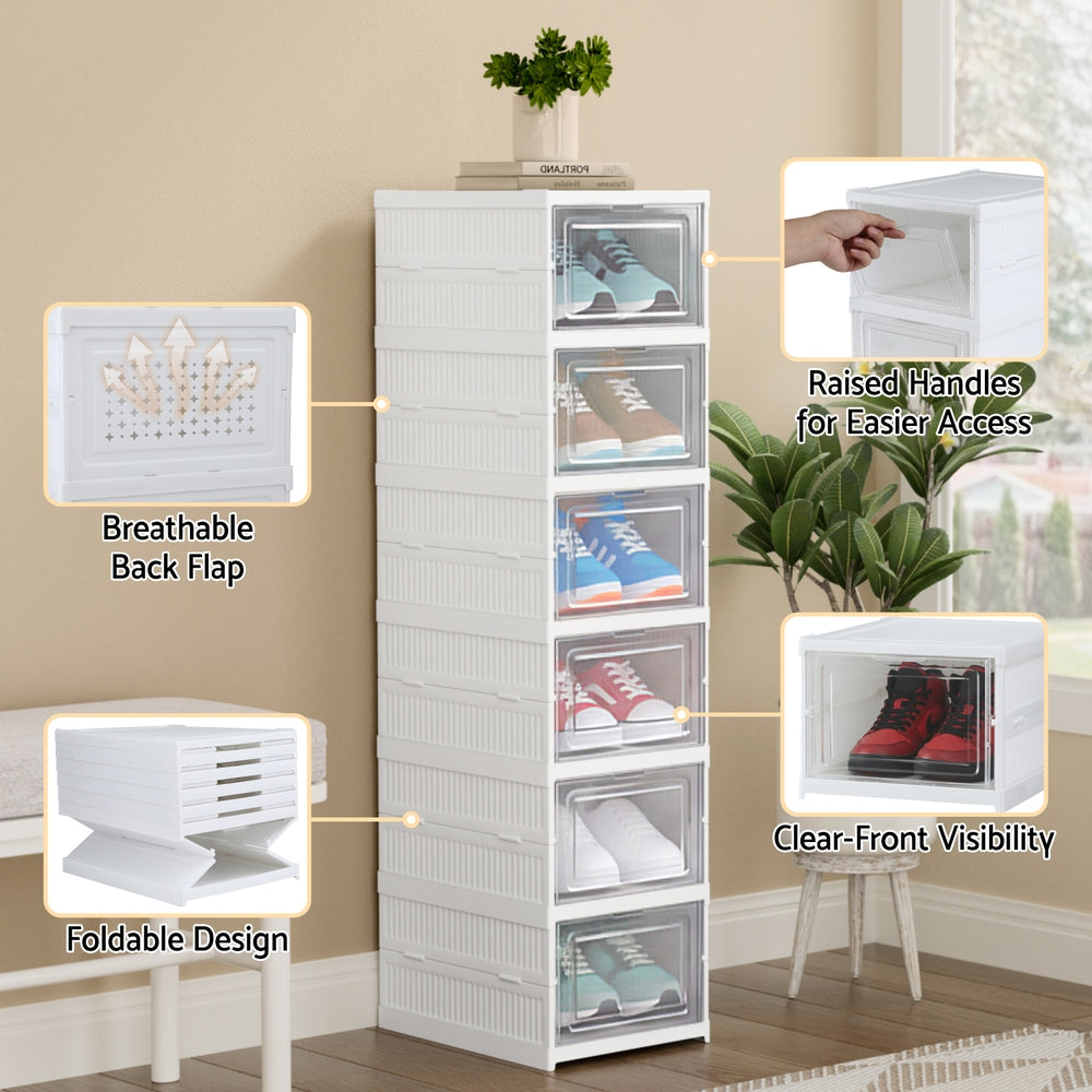 Artiss Foldable Shoe Rack Organizer 6 Tier Storage Shelf Hallway-Furniture > Living Room > Shoe Storage-PEROZ Accessories