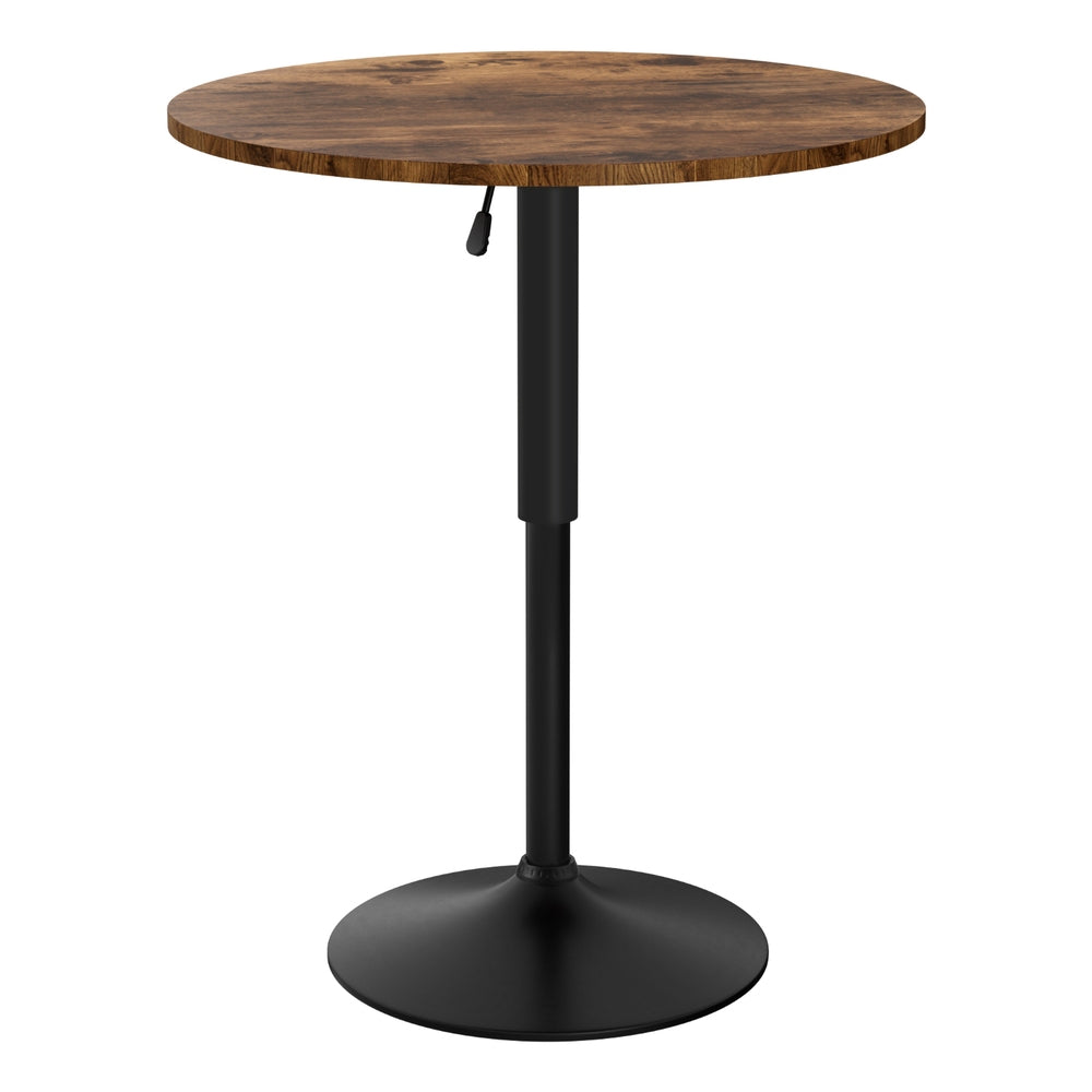 Artiss Height Adjustable Bar Table 360 Swivel Round Gaslift Design 60cm Rustic Brown Black-Furniture > Bar Stools & Chairs > Table & Bar Stools-PEROZ Accessories