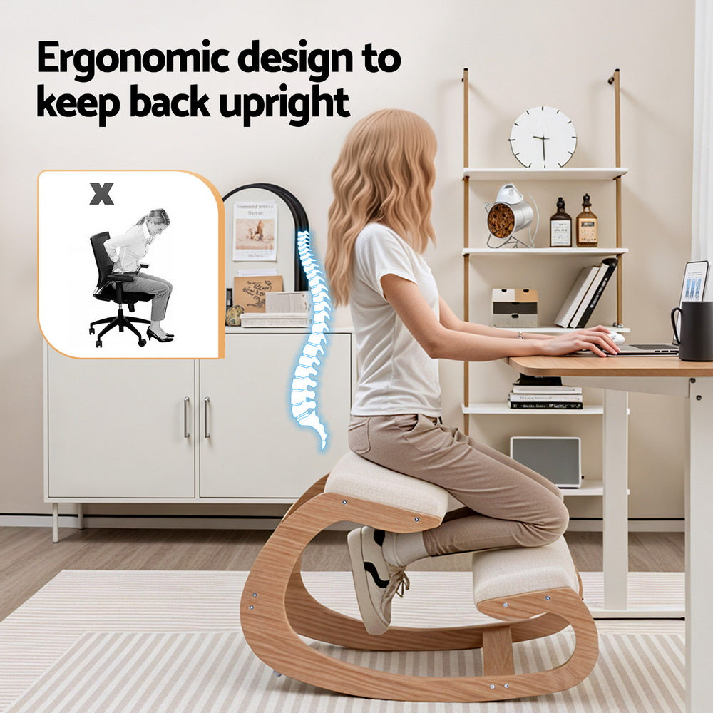 Artiss Kneeling Chair Ergonomic Posture Chair with Memory Foam Balance Stool for Home Office Gaming 120kg Weight Capacity Beige-Furniture > Office > Office & Desk Chairs-PEROZ Accessories