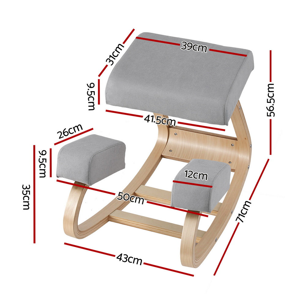 Artiss Kneeling Chair Ergonomic Posture Chair with Memory Foam Balance Stool for Home Office Gaming 120kg Weight Capacity Gray-Furniture > Office > Office & Desk Chairs-PEROZ Accessories