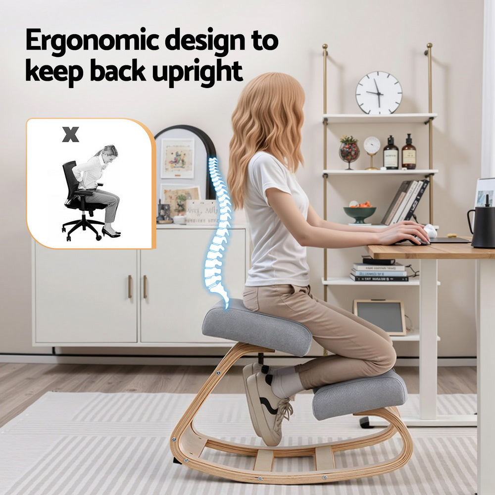 Artiss Kneeling Chair Ergonomic Posture Chair with Memory Foam Balance Stool for Home Office Gaming 120kg Weight Capacity Gray-Furniture > Office > Office & Desk Chairs-PEROZ Accessories