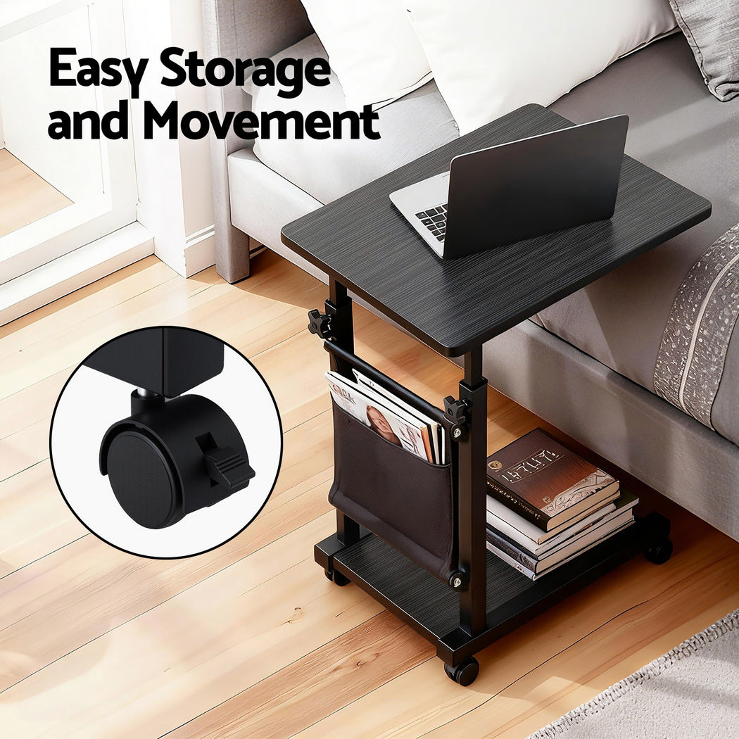 Artiss Laptop Desk Height Adjustable Mobile Workstation Computer Desks 48CM Black-Furniture > Living Room > Side Tables-PEROZ Accessories