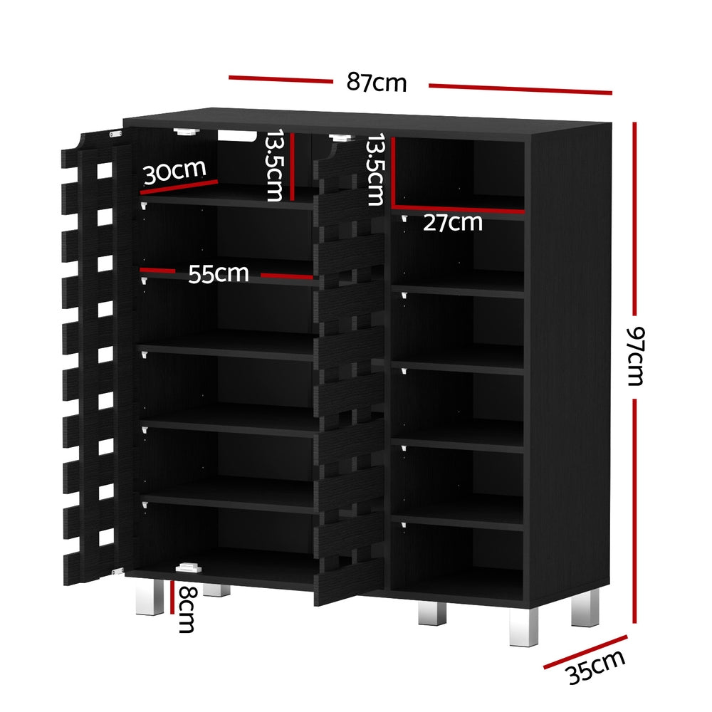Artiss Shoe Rack Cabinet 6 Tier Storage Shelf Black-Furniture > Living Room > Shoe Storage-PEROZ Accessories