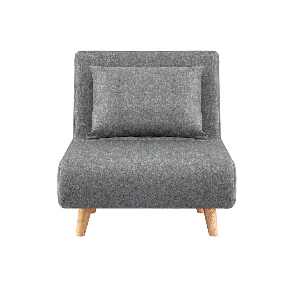 Artiss Sofa Bed Convertible Couch Recliner Lounge Chair Linen Grey-Furniture > Sofas > Sofas & Sofa Beds-PEROZ Accessories