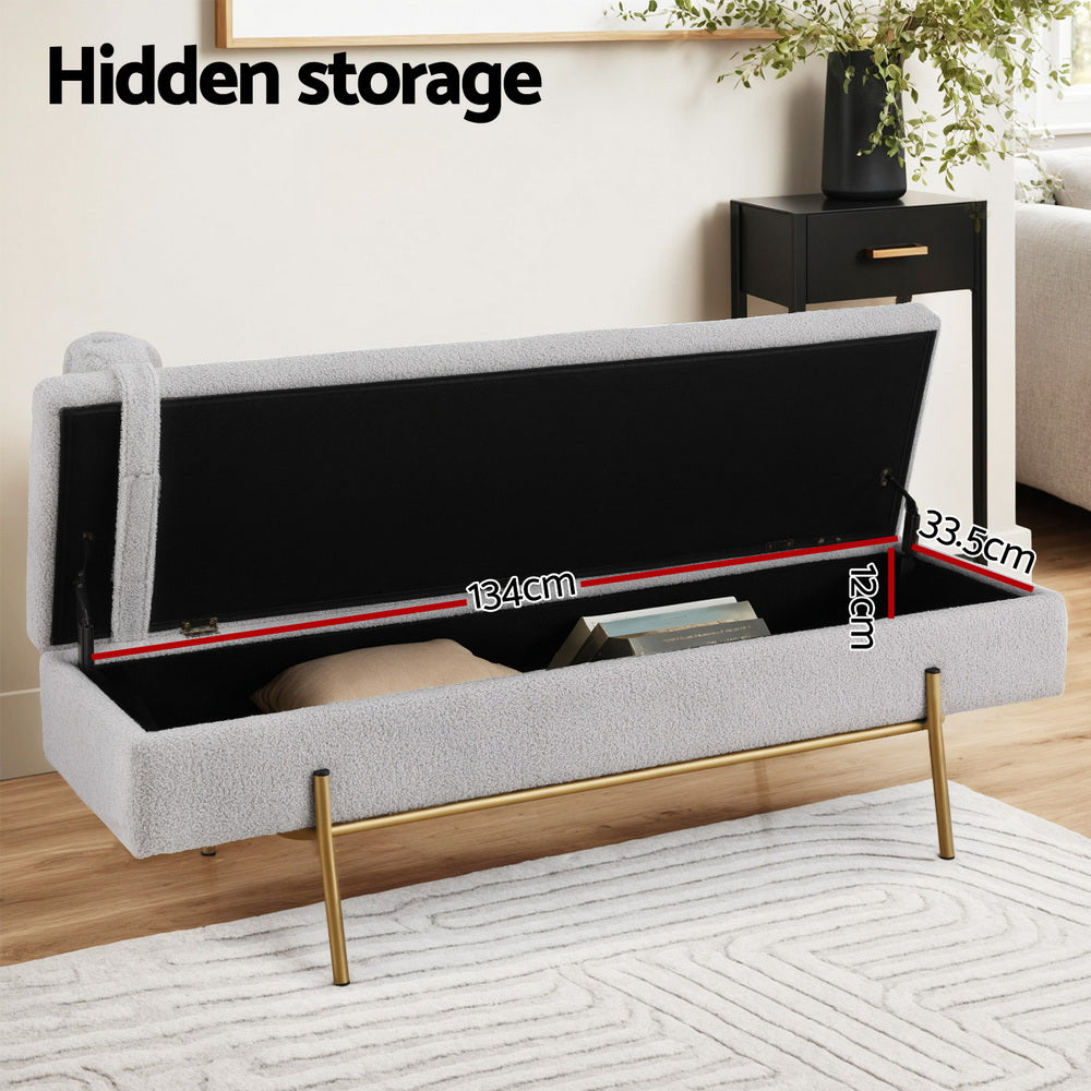 Artiss Storage Ottoman Bed 140cm Pillow Foot Stool-Furniture > Living Room > Ottomans & Footstools-PEROZ Accessories