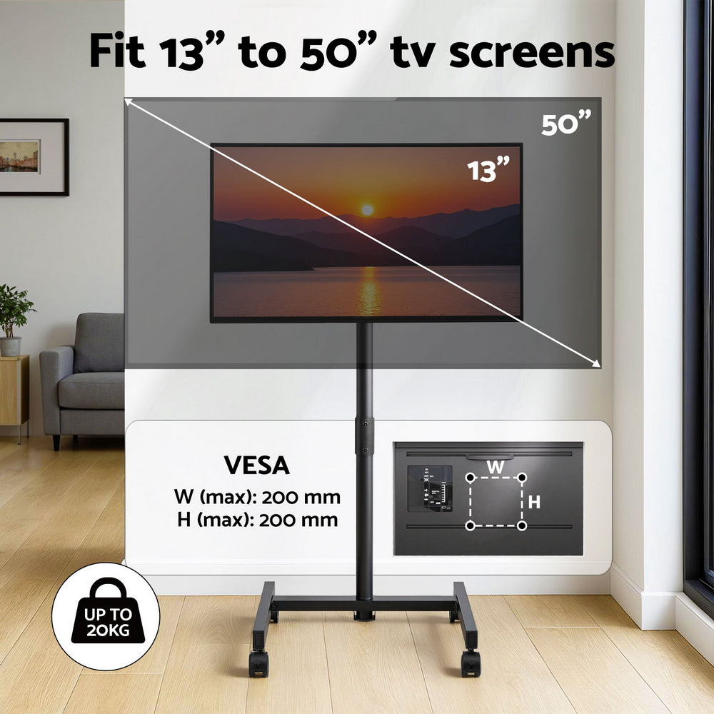 Artiss TV Stand 13-50" Universal Mobile Adjustable Height TV Stand with Wheels-Furniture > Living Room > TV Units-PEROZ Accessories