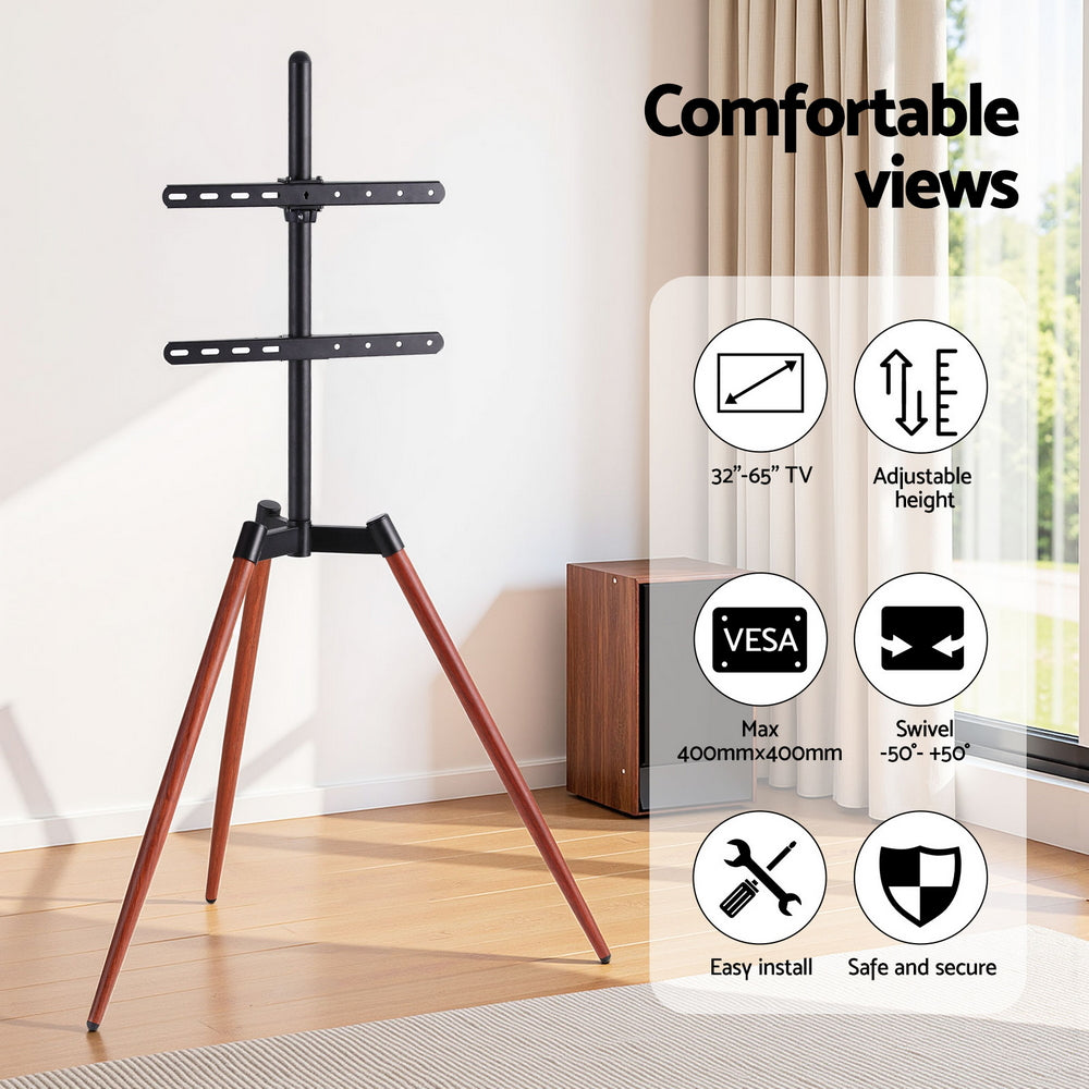 Artiss TV Stand 32-65 inch LED LCD Screen Wooden Tripod Easel Height Adjustable-Furniture > Living Room > TV Units-PEROZ Accessories