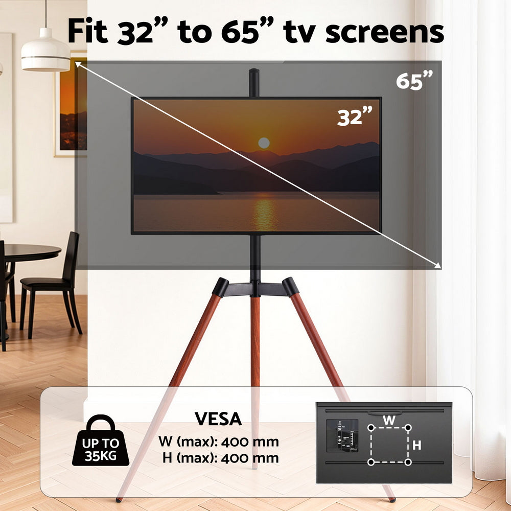 Artiss TV Stand 32-65 inch LED LCD Screen Wooden Tripod Easel Height Adjustable-Furniture > Living Room > TV Units-PEROZ Accessories