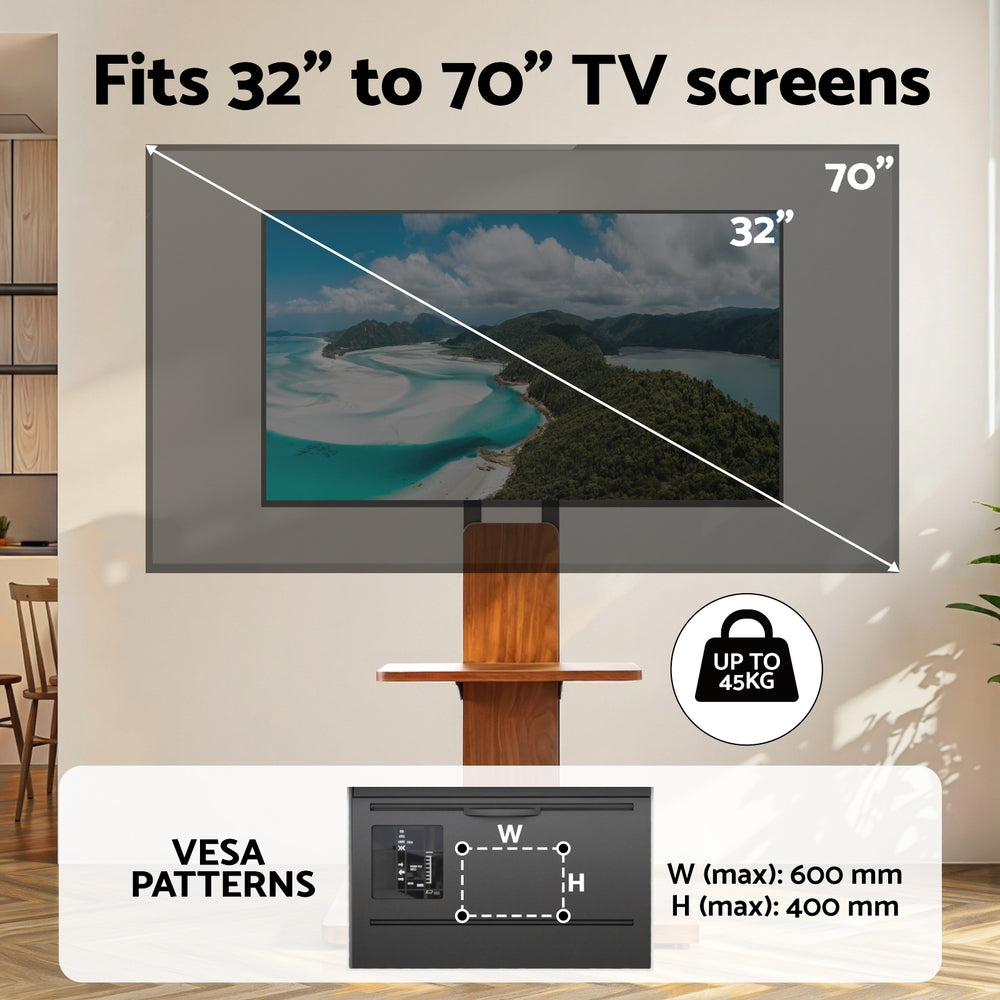 Artiss TV Stand 32-70" Wooden Tray Swivel Height Adjustable-Furniture > Living Room > TV Units-PEROZ Accessories