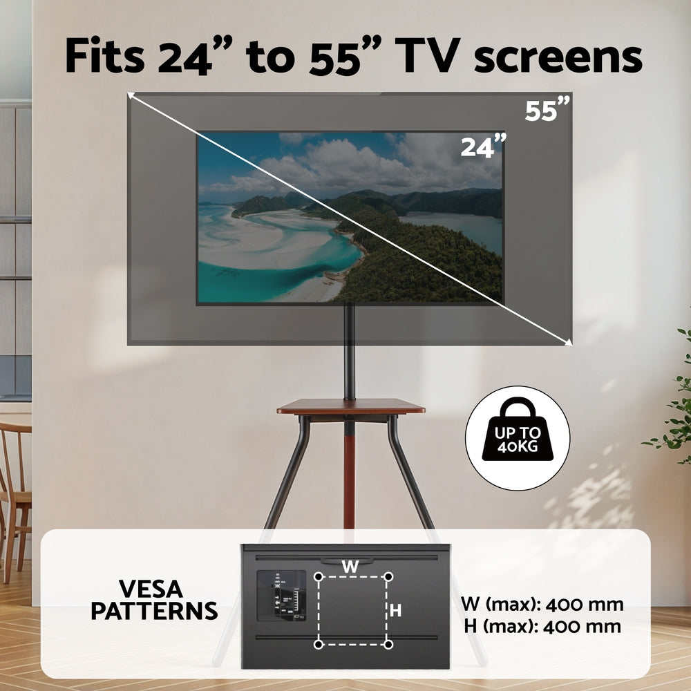 Artiss TV Stand Wooden Tray 24-55" Swivel Height Adjustable-Furniture > Living Room > TV Units-PEROZ Accessories