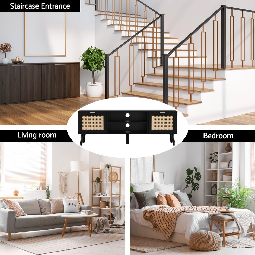 Artiss TV Unit 150cm Storage Cabinet Black-Furniture > Living Room > TV Units-PEROZ Accessories